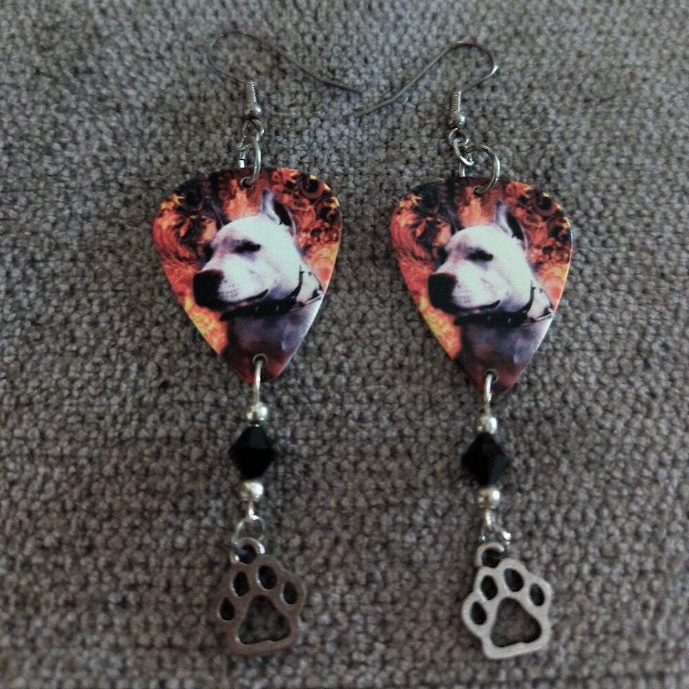 Selling PITBULL DOG BREED GUITAR PICK EARRINGS